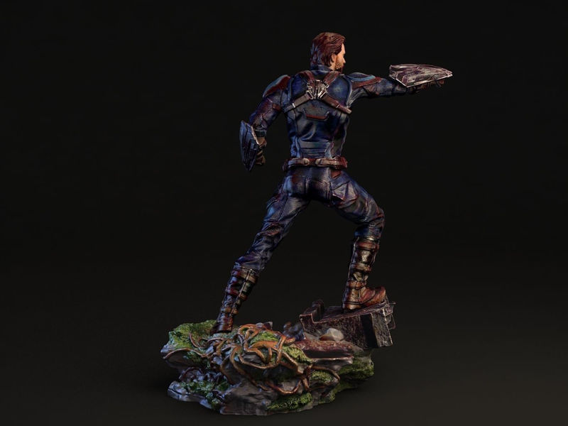 Captain America hi polygon Texture STL FBX OBJ 3D Print Model