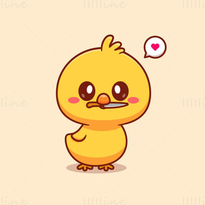 Cartoon Yellow Bird Chick Vector EPS