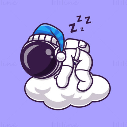 Cartoon cute astronaut sleeping vector EPS