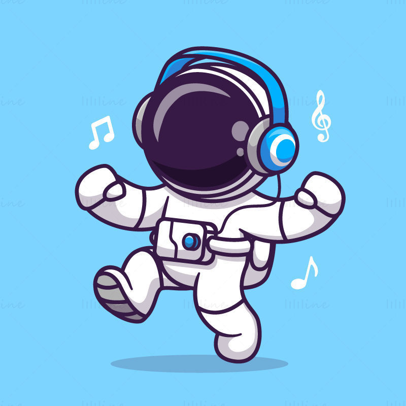 Cartoon astronaut listening to music dancing vector EPS