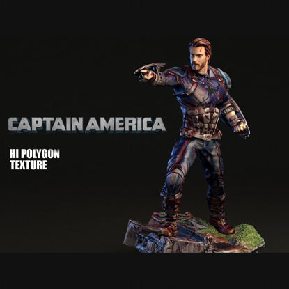 Капитан Америка привет полигон Текстура STL FBX OBJ 3D Модель для печати