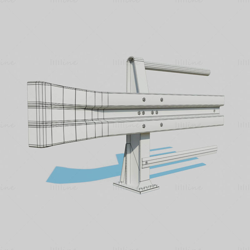 街道人行道屏障栏杆3D 模型