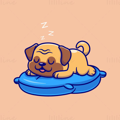 cartoon puppy sleeping on the pillow illustration EPS