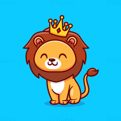 cartoon character lion wearing a crown illustration eps