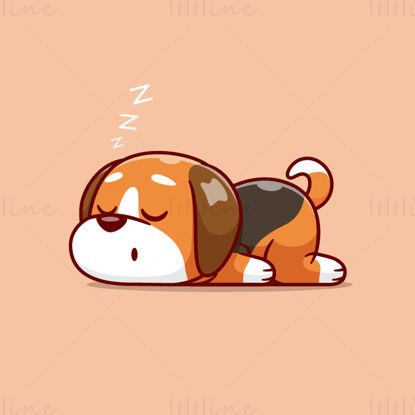Cartoon cute sleeping puppy animal character EPS vector