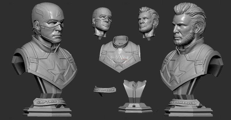 Captain America Marvel Bust 3D print model