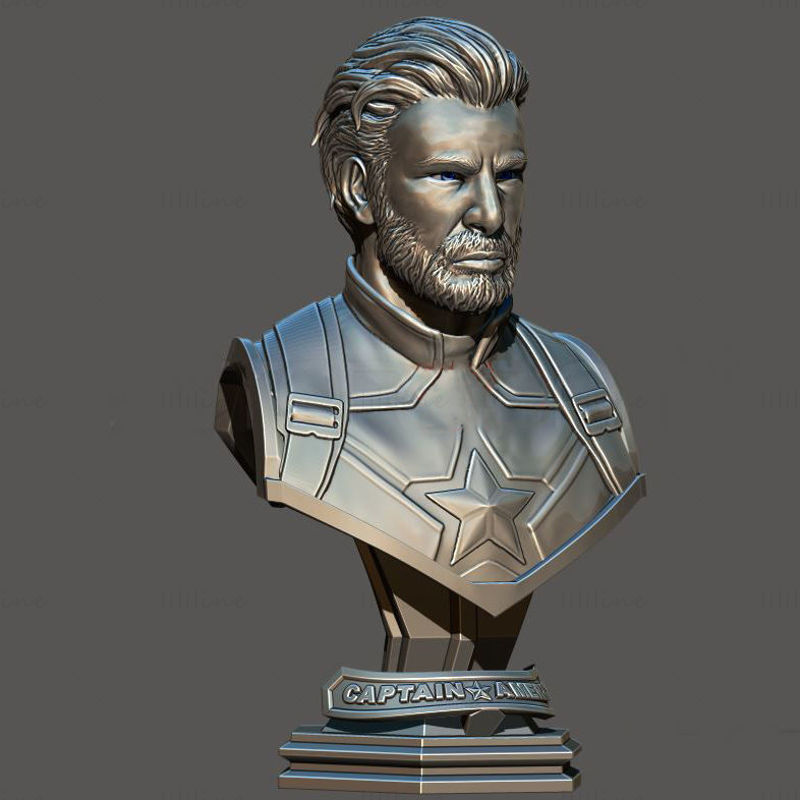 Captain America Marvel Bust 3D print model