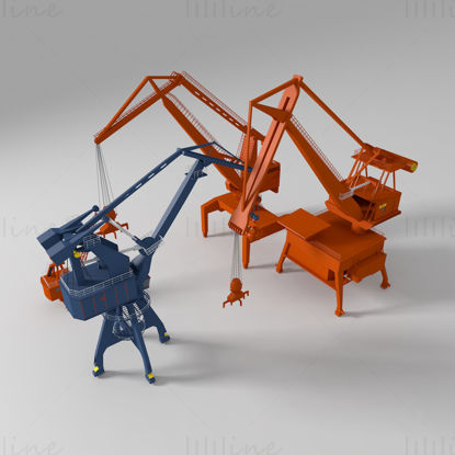 Port cranes 3d model