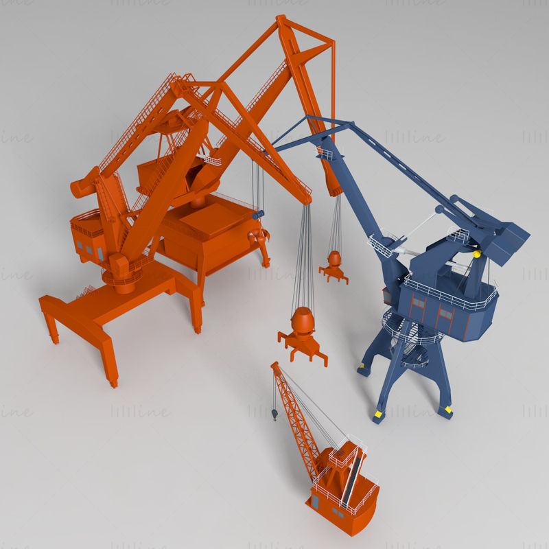 Port cranes 3d model