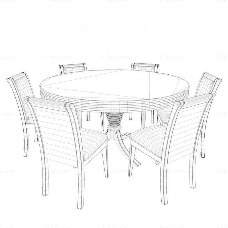 Round Dining Table 3D Model