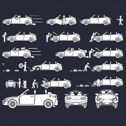 Gray car series elements vector icon ppt format combination pptx format