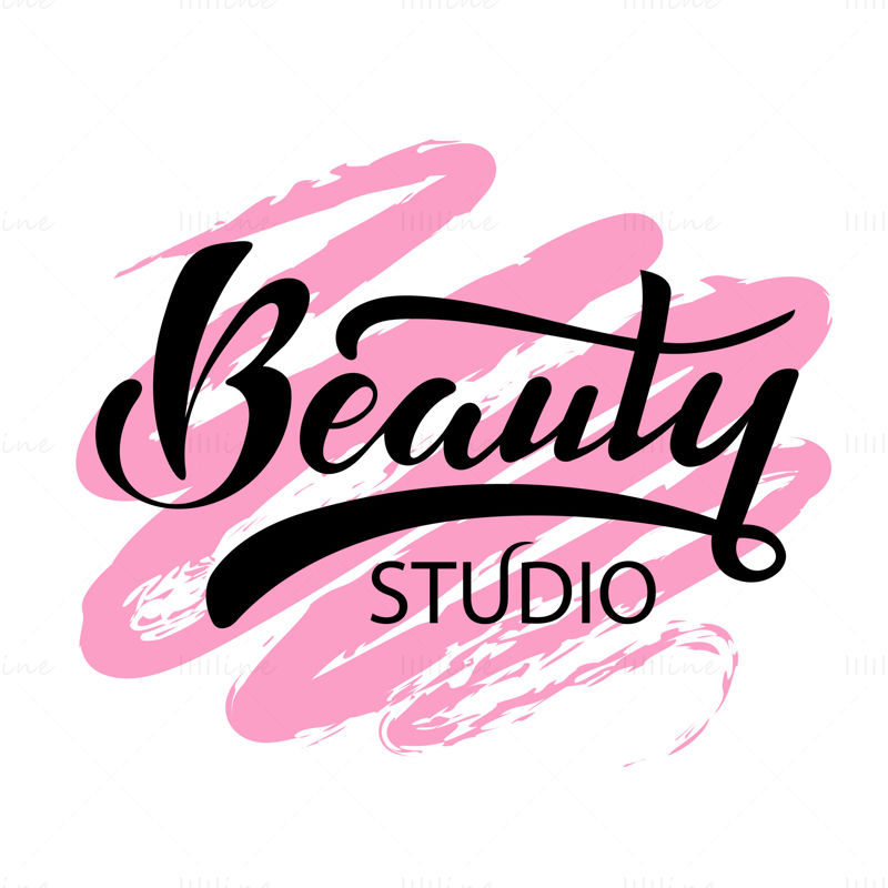 Estudio de belleza Logotipo escrito a mano con letras negras