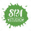 Spa studio White letters handwritten logo