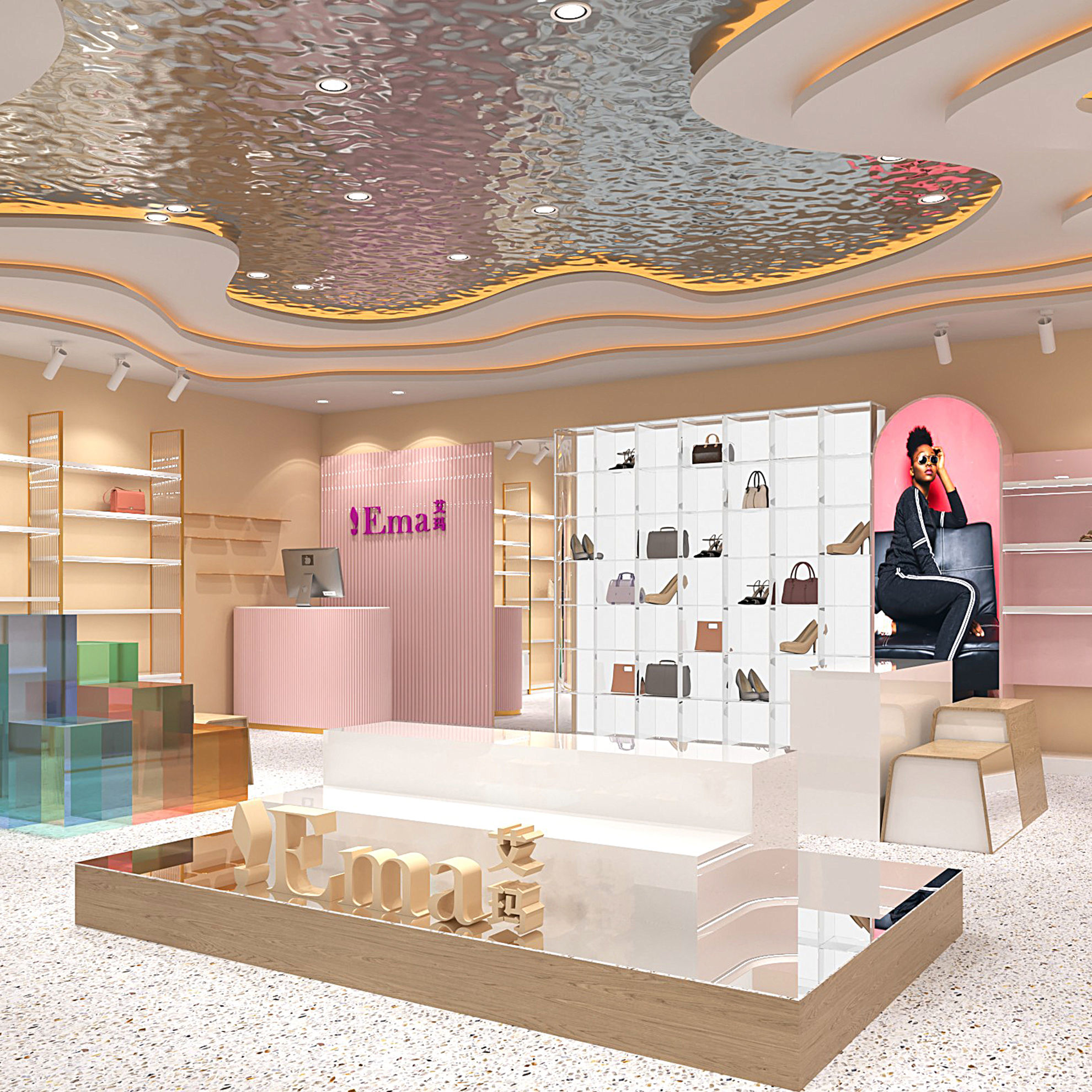 Shoe store store design display 3D scene model