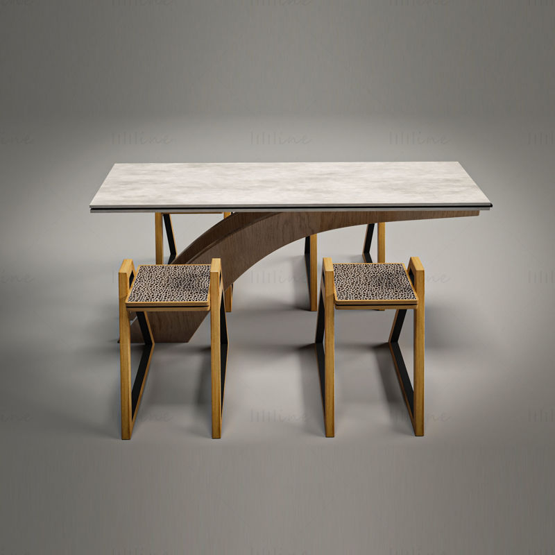 Masa de sufragerie din lemn model 3D