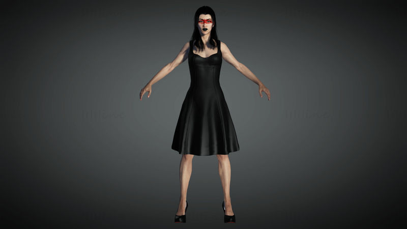 Sötét angyal karakter – játékra kész 3D-s modell