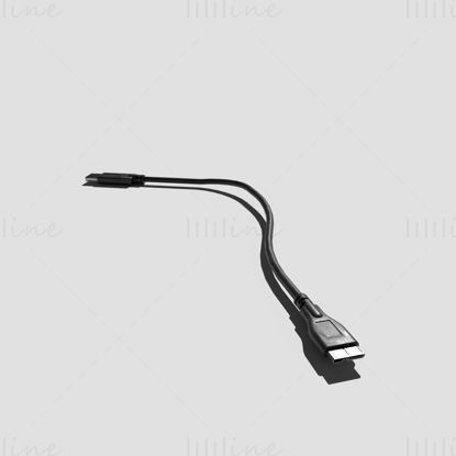 USB-Micro B kábel 3D modell