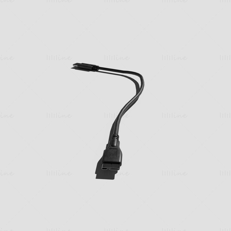 USB to Micro B Cable 3D Model