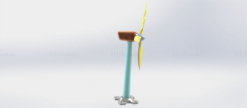 Wind Turbine 3D Design Industry Model. llllline