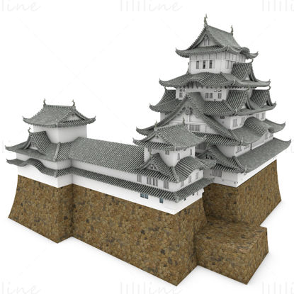 3d модел на кулата на замъка Химедзи-джо японска архитектура