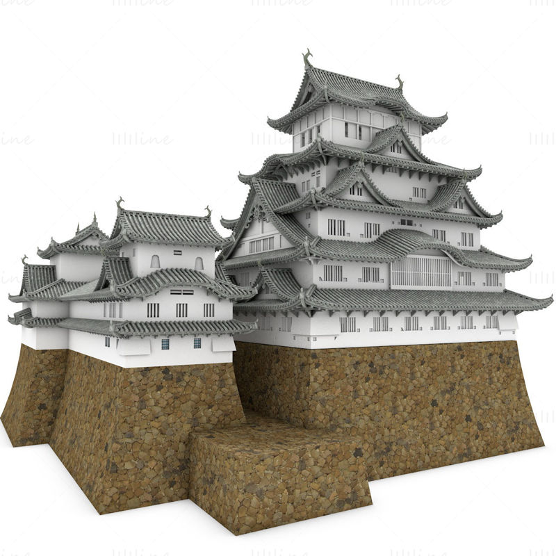 Grajski stolp Himeji-jo 3d model japonske arhitekture