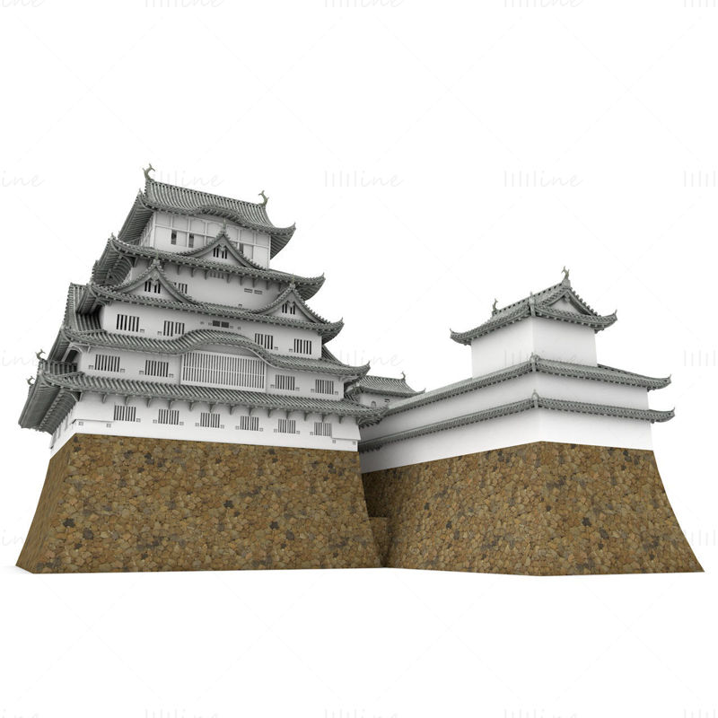 Grajski stolp Himeji-jo 3d model japonske arhitekture