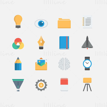Office stationery elements vector icon ppt format