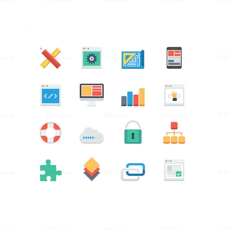 Computer IT data elements vector icon ppt format