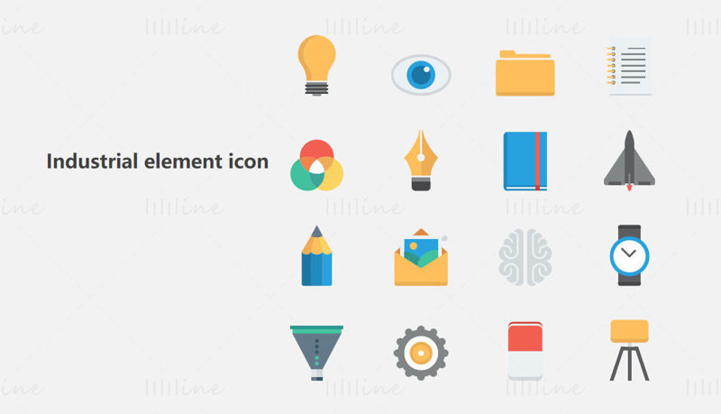 Office stationery elements vector icon ppt format