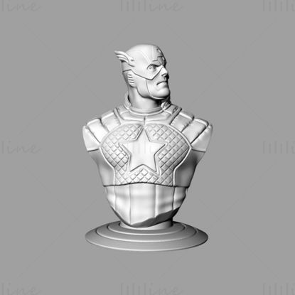 Capitán América Busto Modelo 3D Listo para Imprimir