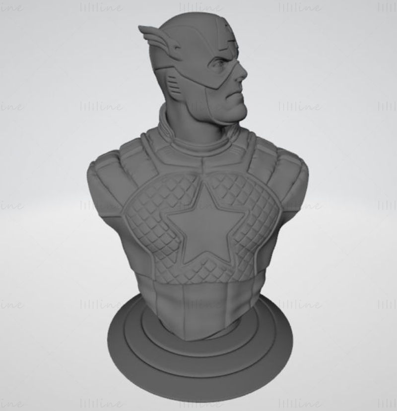 Captain America Bust 3D Model Ready to Print
