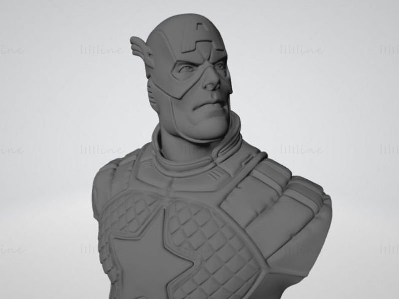 Captain America Bust 3D Model Ready to Print