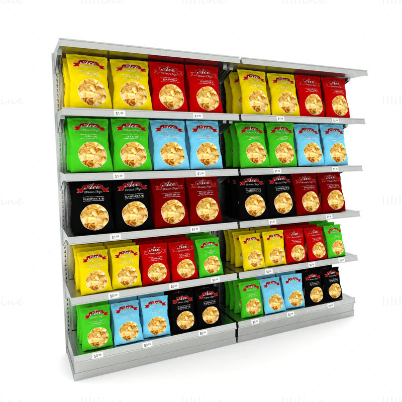 Supermarket shelves 3d model