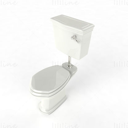 Bathroom close stool toilet separated tank 3d model