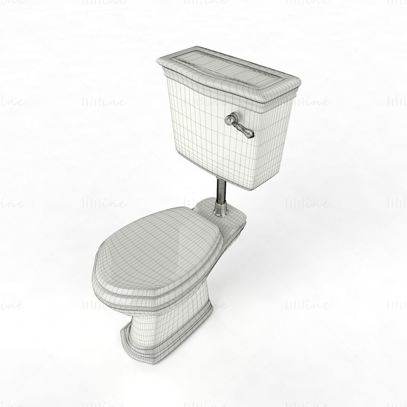 Bathroom close stool toilet separated tank 3d model