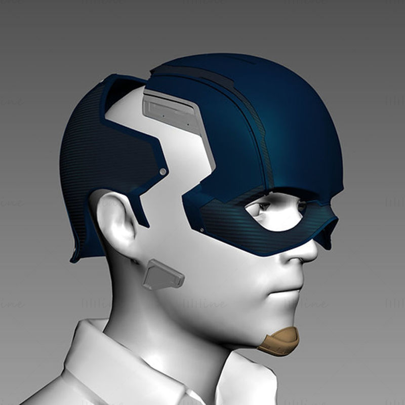 Capitán América Casco Modelo 3D Listo para Imprimir