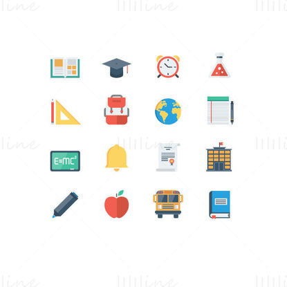 School elements vector icon ppt format