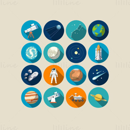 Aerospace planet elements vector icon ppt format