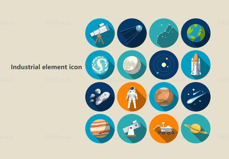 Elementele planetei aerospațiale pictogramă vectorială format ppt