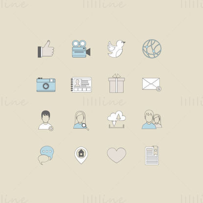 Couple life elements vector icon PPT format