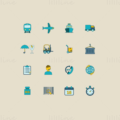 Blue construction site daily elements vector icon PPT format