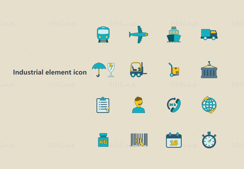 Blue construction site daily elements vector icon PPT format