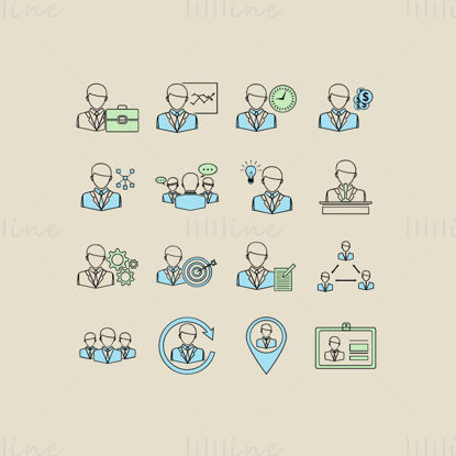Blue workplace life elements vector icon PPT format