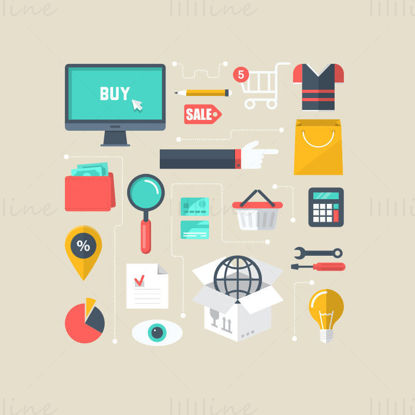Shopping element vector icon PPT format
