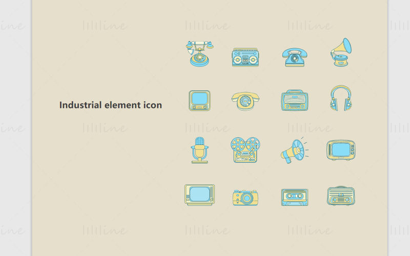 Ancient version of electronic equipment elements vector icon PPT format