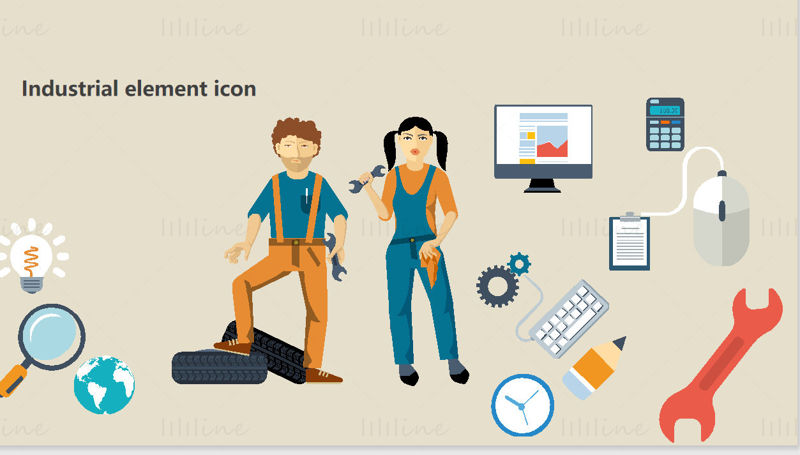 Worker element vector icon PPT format