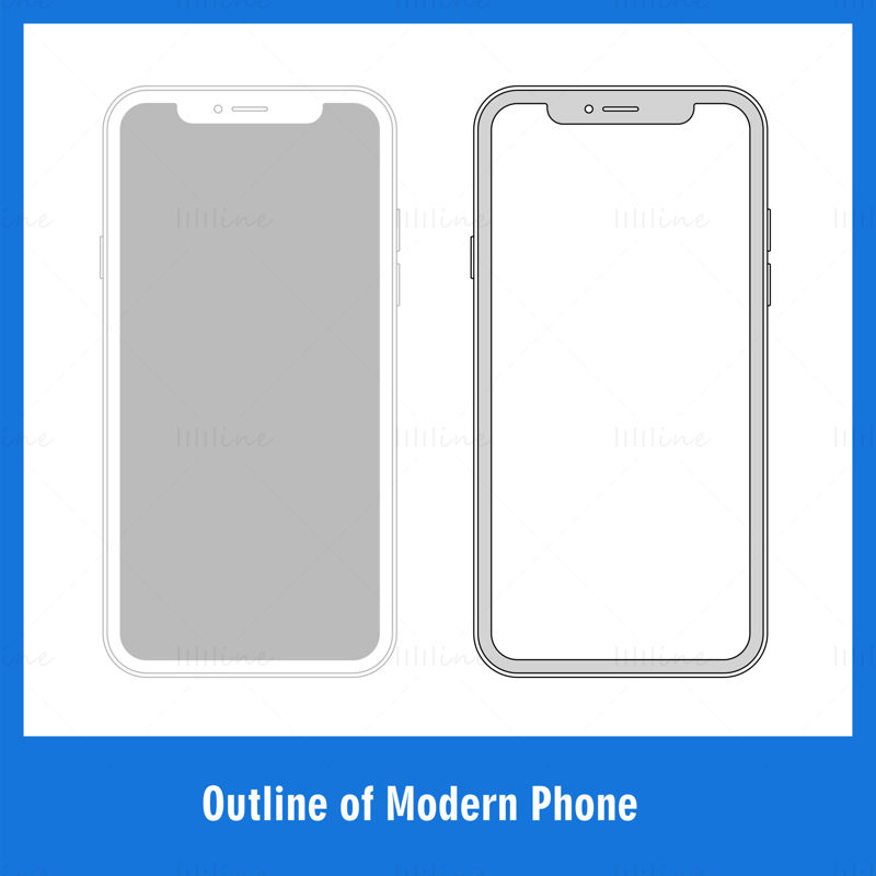 Outline of modern phone . iPhone or smartphone mockup vector