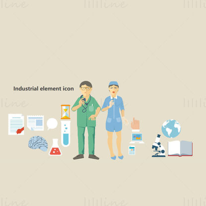 Doctor nurse hospital medical theme element vector icon PPT format