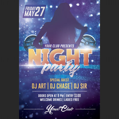 Night club party poster psd template