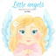 Little angels, watercolor clipart. Christian catholic cute Baby Angels, Stairway Clouds and  Heaven Gate PNG clip art.